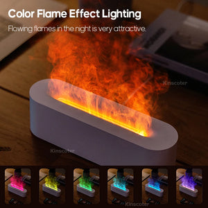 KINSCOTER Essential Oil Aroma Diffuser Flame Air Humidifier Ultrasonic Cool Mist Difusor with  RGB Realistic Fire Night Light