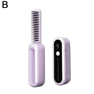 2 In 1 Wireless Professional Hair Straightener Curler Heating Tools Brush Curling Fast Styling Ion Comb Straightening Negat