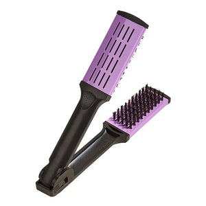 Pro Hairdressing Straightener Nylon Hair Straightening Double Brushes V Shape Comb Clamp Not Hurt Styling Tools DIY Home