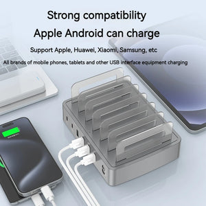 Universal 72W 6 Port Multi USB PD Charger Stand For IPhone 16 15 14 13 Carregador QC3.0 Fast Charger Station For Samsung Xiaomi