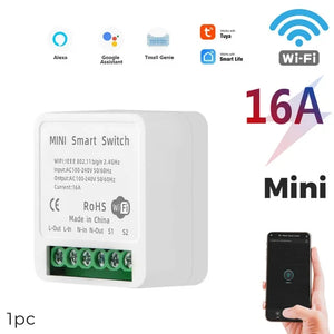 Tuya 16A MINI Wifi Smart Switch DIY 2-way Control Relay Timer For Smart Life Work With Alexa Google Home Yandex Alice