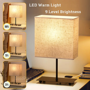 USB Dimmable Japanese Fabric Retro Desktop Table Lamp, Bedside Light  Bedroom Creative Decorative Lamp Reading Books Lighting