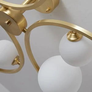 Luxury Golden Copper Ceiling Light Modern White Glass Ball LED Ceiling Lamps Living Dining Room Light Fixtures