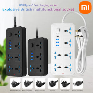 Xiaomi Universal Power Strip 2M Power Socket EU UK US AU Plug 2500W with USB Type-c Fast Charging Global Universal Socket