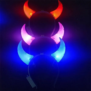 Led Devil Horn Light Up Headband Evil Halloween&Christmas Party Decor Party Glitter Headwear Cosplay Party Costume Hair Hoop