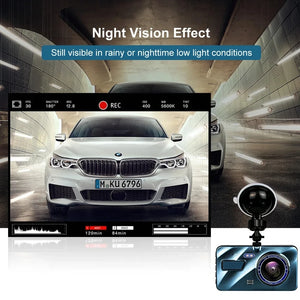 4inch Dash Cam Aluminium Alloy Full HD 1080P Night Vision  Front Rear View Loop Recording Dashboard Car DVR 2Lens Black Box