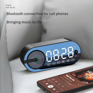 USB Charging Radio Alarm Clock RGB Portable Bluetooth Speaker FM Large Display Mute Mirror Digital Bedroom Room Office Decktop