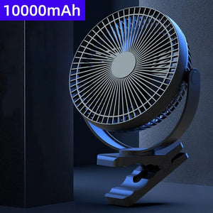 USB Charging Home Room Table Wireless Electric Fan 10000mAh Battery Outdoor Travel Portable Clip Ceiling Fan 4 Speed Adjusted - Stereotech