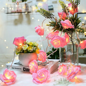 1.5/3m LED Rose Flower String Lights Battery Garland Artificial Bouquet Foam Fairy Lights For Valentine's Day Wedding Decoration