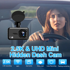 Bluavido 2.5K Ultra HD 2560*1440P Dash Cam WiFi GPS Logger IMX415 Car Video Recorder Dual Camera 1080P Night Vision Black Box