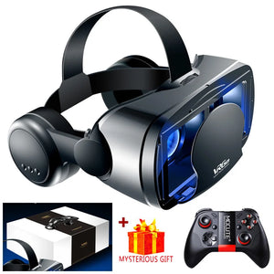 Virtual Reality 3D VR Headset Smart Glasses Helmet for Smartphones Cell Phone Mobile 7 Inches Lenses Binoculars with Controllers