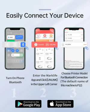 Household Mini P12 Self-adhesive Thermal Label Machine Handheld Portable Mobile Phone Bluetooth Continuous Label Printer - Stereotech