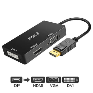 3 In 1 DisplayPort DP To HDMI-compatible DVI support 1080P HD DP To VGA Female Adapter Converter Cable box with Audio For PC TV