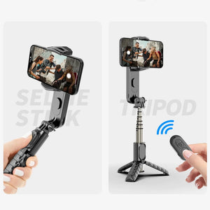 Handheld Gimbal Stabilizer Selfie Stick Tripod with Removable Fill Light Wireless Remote Portable Phone Stand Holder