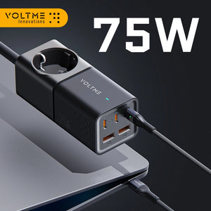 VOLTME 75W Charging Station USB C Charger Portable Power Strip for iphone 15 GaN Desktop Charger Super Fast Charging For Samsung