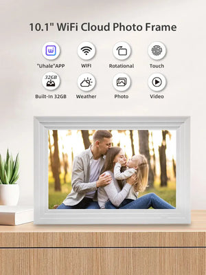 10.1-Inch WiFi Digital Photo Frame Cloud Digital Picture Frame 1280*800 TFT Touch Screen 32GB Storage Share Photo via APP