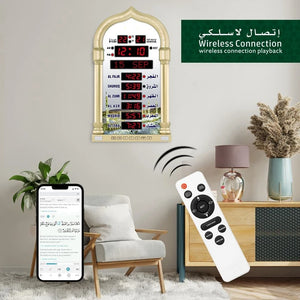 12V Azan Mosque Calendar Muslim Prayer Wall Clock Alarm Islamic Mosque Azan Calendar Ramadan Home Decor with Remote Control