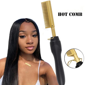 2 in 1  Electric Hot Heating Comb Hair Straightener Curler Wet Dry Hair Iron Straightening Brush Hair Styling Tool