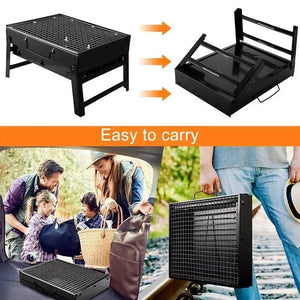 Folding Barbecue Grill Outdoor Portable High Temperature Grill Resistant Assembly Household Easy Charcoal Charcoal H8P9 - Stereotech