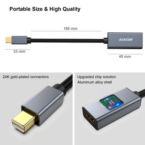 AVACON Mini DisplayPort to HDMI Adapter, Thunderbolt 2 to HDMI Adapter Compatible for MacBook Air/Pro, Microsoft Surface Pro