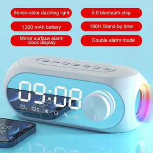 Multifunction S8 Wireless Bluetooth Speaker Mirror Alarm Clock Stereo Speakers Table Clock FM Radio TF Card Dual Alarm Clock