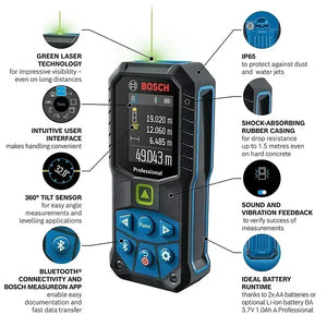 BOSCH Laser Range Finder High Precision Lightweight Modern Screen Measurement Laser Measure RangeFinders GLM50-27CG