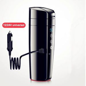 2 in 1 Car Household Electric Kettle Smart Electric Heating Thermos Cup Portable 12V 24V 220V Universal Electric Kettle