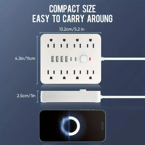 US Ports 14 in 1 Multi-function Bar Plug USB Porous PD Fast Charge Aocket Fireproof Desktop Charging Station