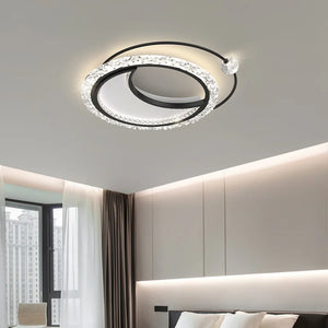 Round LED Ceiling Lights Modern Simple Living Room Bedroom Study Golden Acrylic Chandelier Nordic Indoor Lighting Decor Fixtures