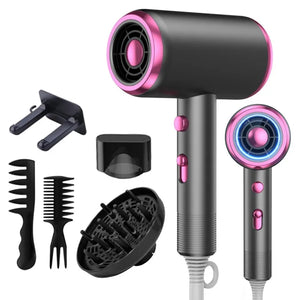 NEW High-Power 1800W Ionic Hair Dryer with Diffuser Comb Brush Attachment for Constant Temperature Hair Care, No Damage Blow Dry