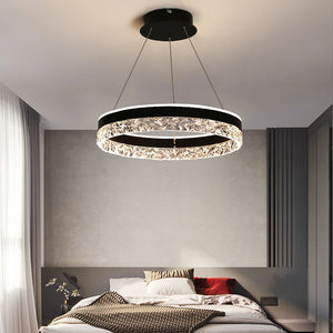 Nordic Creative Modern LED Chandelier Ceiling Dimmable Round Chandelier Living Room Dining Room Bedroom Glossy Lighting Fixtures