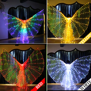 Halloween Christmas Dancing Costumes Girls Womens Bar Party Belly Dance Shows  Dress Cloak Glow LED Butterfly Wing For Adult