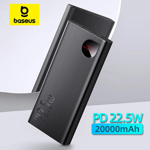 Baseus 22.5W Power Bank 20000mAh Portable Fast Charging Powerbank Type C PD Qucik Charge External Battery Charger For iPhone 16