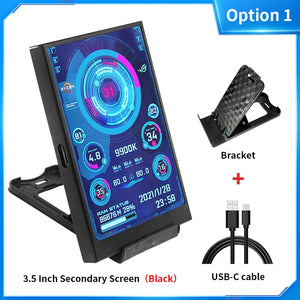 3.5 / 5 Inch IPS Type-C Secondary Screen Mini Computer USB Display CPU GPU RAM HDD Monitor with Holder Metal Case No Use AIDA64