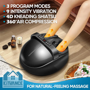 Foot Massager Heating Therapy Hot Compression Shiatsu Knead Roller Muscle Relaxation Pain Relief Electric Foot Massage Machine - Stereotech