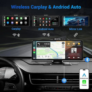 11.26'' inch Car DVR 4K Dash Cam Dual Lens Wireless Carplay & Android Auto Video Recorder Monitor GPS Navigation 5G Wifi FM AUX