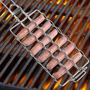Grilling Basket Metal Mesh Barbecue Sausage Grilling Rack Net Picnic Camping BBQ Net Home Kitchen Barbecue Grilling Accessories