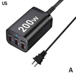 200w 6 Port Usb C Fast Gan Charger Multi-function Power Charging Adapter Pd R2s0