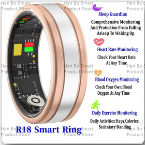 2024 NEW R18 5ATM Waterproof Smart Ring For Men Women Health Monitoring 100+ Sport Modes Fitness Tracking Waterproof Sport Ring