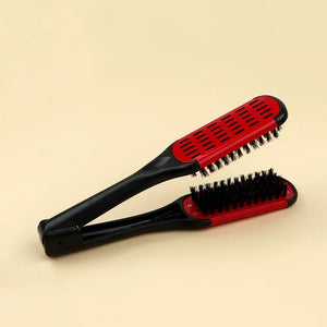 Pro Hairdressing Straightener Nylon Hair Straightening Double Brushes V Shape Comb Clamp Not Hurt Styling Tools DIY Home