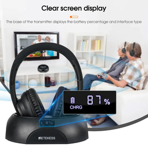 Wireless Headphone TV Watching Rechargeable Wireless Earphone with Transmitter Support Coaxial Fiber 3.5 AUX RCA