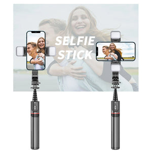 Upgraded Extended Foldable Wireless Bluetooth Selfie Stick Tripod with Remote Shutter Fill Light Aluminum Alloy Selfie Stick