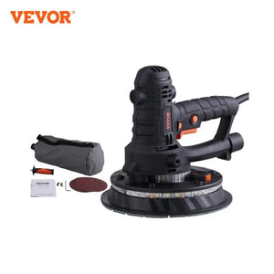 VEVOR Drywall Sander, Variable Speed 1200-2300 RPM Wall Sander with Automatic Vacuum Dust Collection System, Double LED Lights