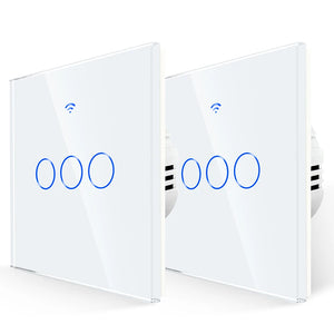 Bingoelec WiFi Smart 2 Way Switch EU 1 2 3 Gang Glass Wall Touch Switches RF433 Remote Control Alexa Google Home Compatible