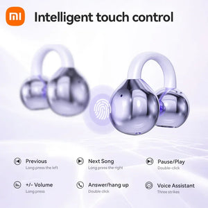 Xiaomi Wireless Bone Conduction HIFI Bluetooth 5.4 Earbuds Clip On Ear With Mic Digital Display Waterproof Sport Headsets 2024