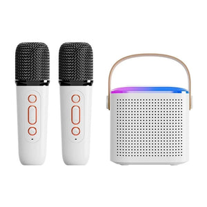 Y1 Microphone Karaoke Machine Bluetooth Speaker 5.3 System with 2 Wireless Mic RGB Light Home Family Singing Speaker Kid Gift