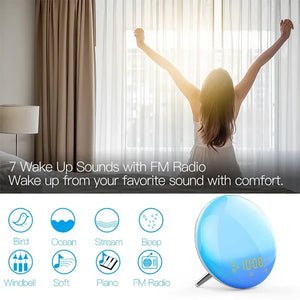 WiFi Tuya Smart Life Wake Up Light Alarm Clock Wireless Remote Control Sunrise Sunset Simulation 4 Alarm Clock Alexa Google Home