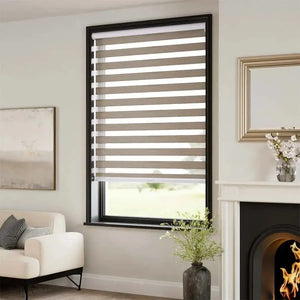 Double layer Day and Night Indoor Shade Window Motorized Smart Zebra Blinds Shade Dual Layer Zebra Roller Window Blinds