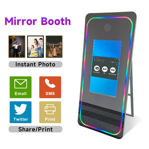 Touch Screen DSLR Photo booth Portable 45'' 65 inch Mirror magic Photo Booth Machine For Wedding Party Activity Free Fill Light