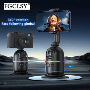 FGCLSY 2024 AI Smart Gimbal 360° Auto Face Tracking Gimbal All-in-one Rotation For Smartphone video Vlog Stabilizer Phone Holder - Stereotech